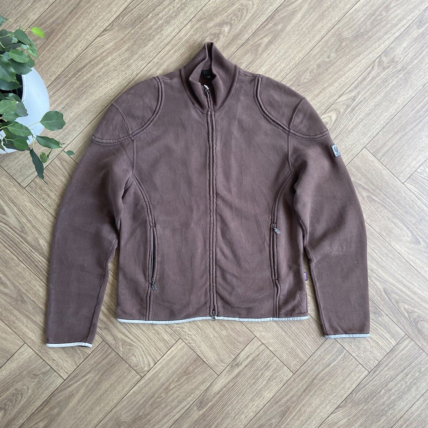 Vintage Belstaff Full Zip Jacket 90s Size M Brown Track Top