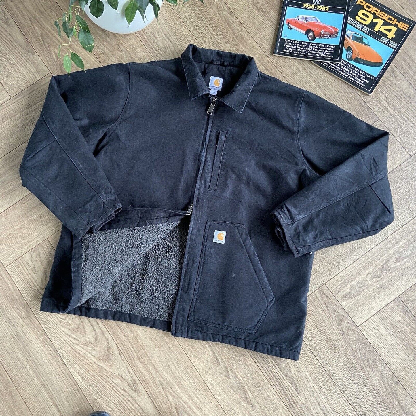 Vintage Carhartt Chore Jacket Y2K Size XL Black Hunting Workwear