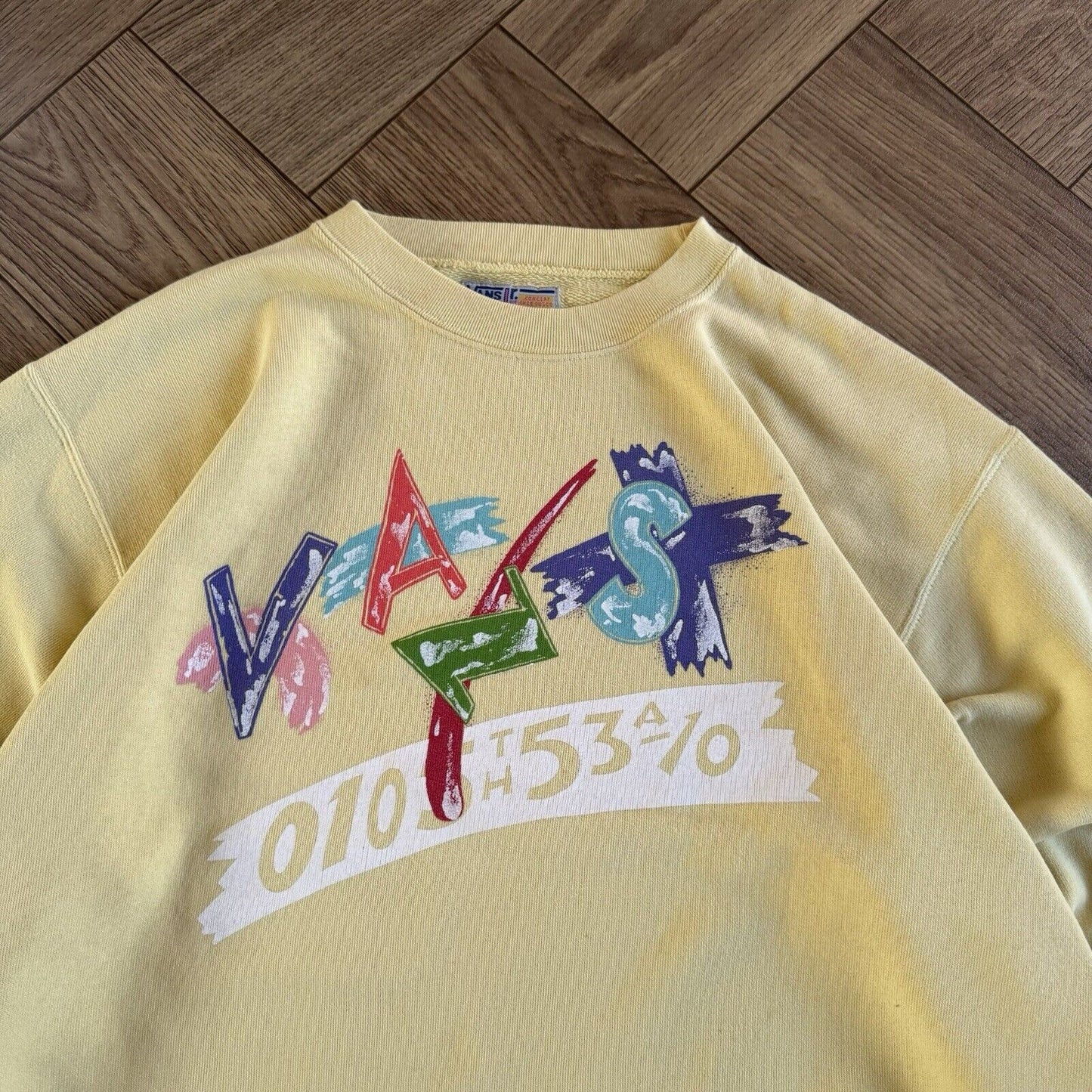 Vintage Vans Skate Sweatshirt 90s Size M Yellow Graphic Print