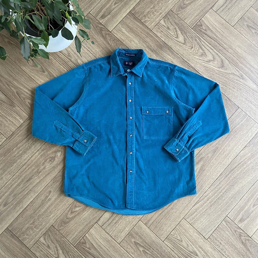 Vintage Gant Smithfield Corduroy Shirt 90s Size L Blue