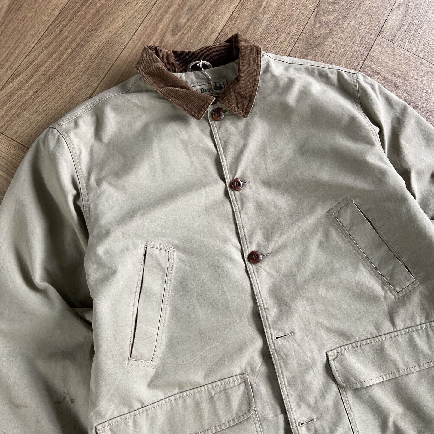 Vintage L.L.Bean Field Jacket 90s Size XXL Beige Chore Hunting Workwear