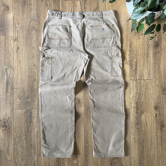 Vintage Carhartt Jeans W37 L31 Utility Workwear Carpenter Beige