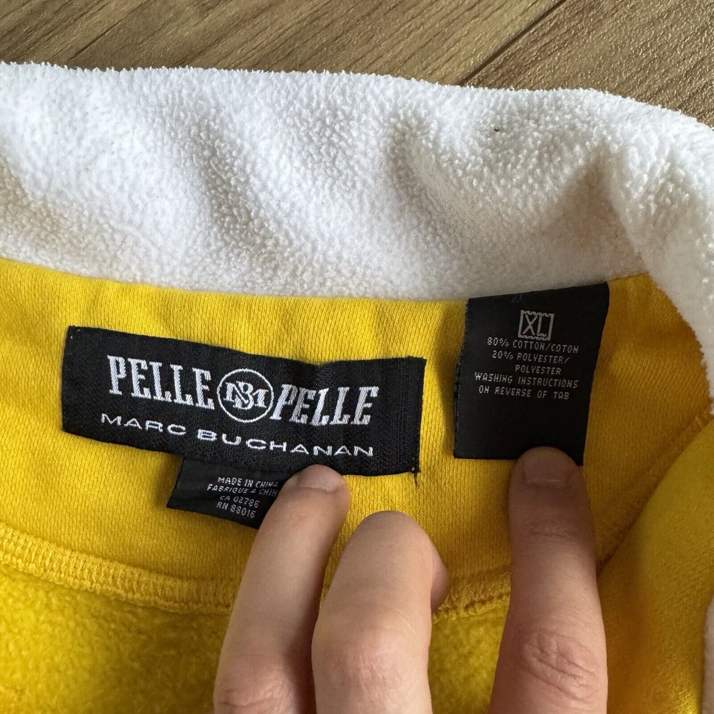 Vintage Pelle Pelle 1/4 Zip Sweatshirt Size XL 90s Yellow Marc Buchanan