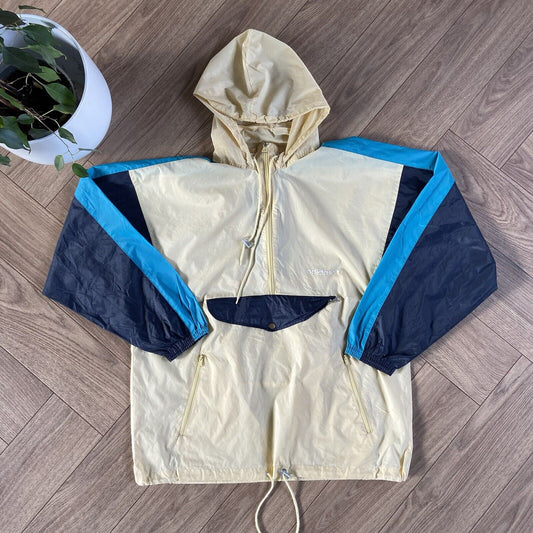 Vintage Adidas Pullover Windbreaker Jacket 90s Size M Yellow 1/4 Zip