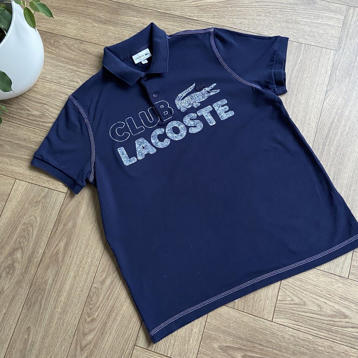 Club Lacoste Polo Shirt Size XL Navy Blue And White BNWOT