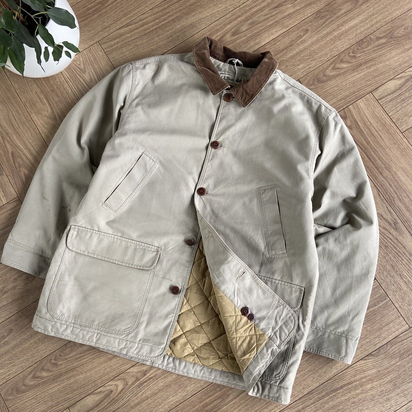 Vintage L.L.Bean Field Jacket 90s Size XXL Beige Chore Hunting Workwear
