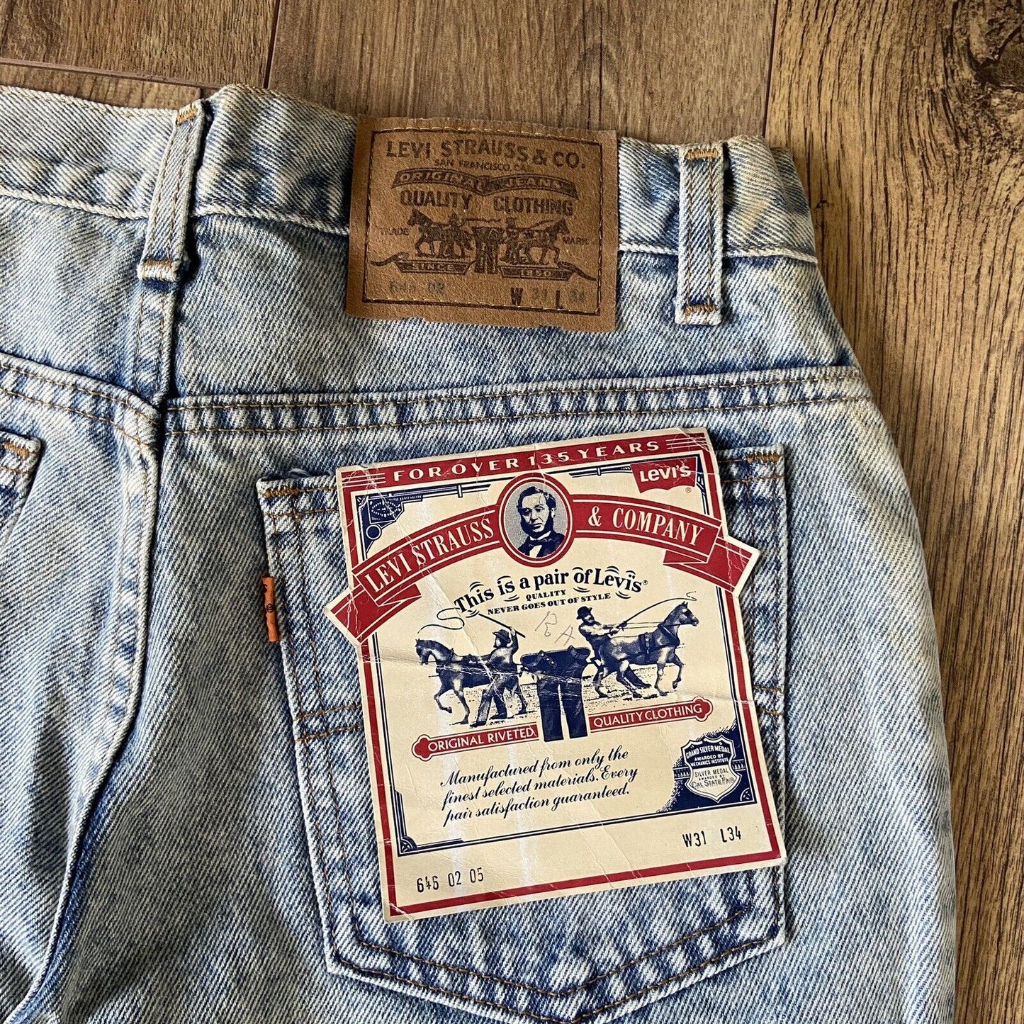 Vintage Levi’s 646 Jeans 80s Orange Tab Deadstock W31 L34 Light Wash Belgium