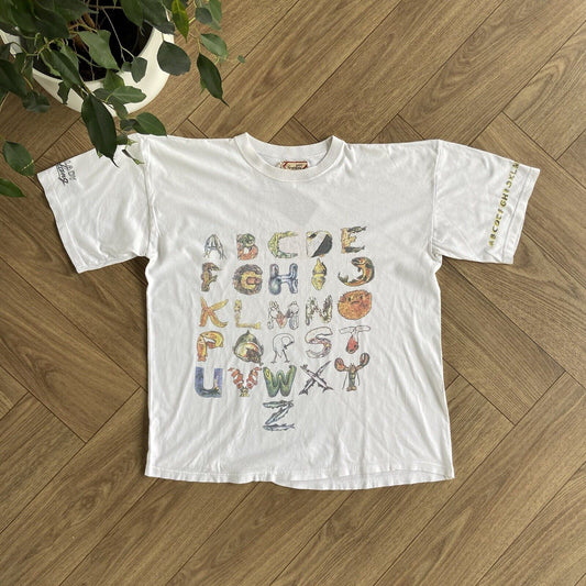 Vintage Fish Alphabet Single Stitch Graphic T Shirt 90s Size M White