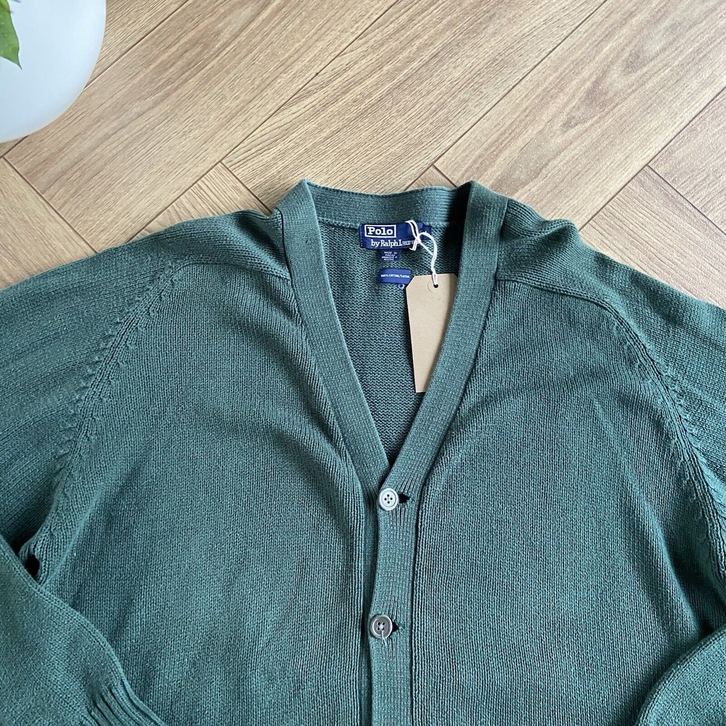 Vintage Ralph Lauren Cardigan Size L Green 90s Grunge Style