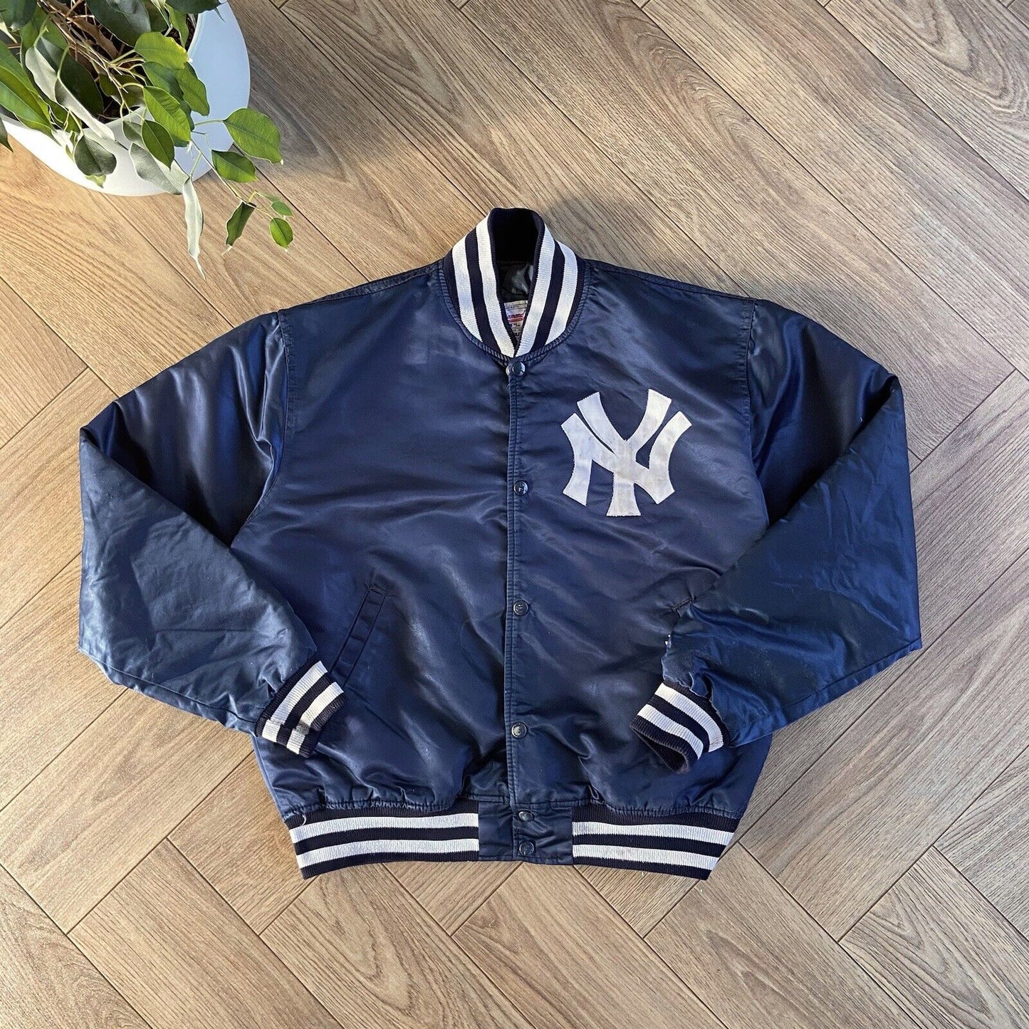 Vintage Yankees Starter Bomber Jacket 90s Size L Navy Diamond Collection