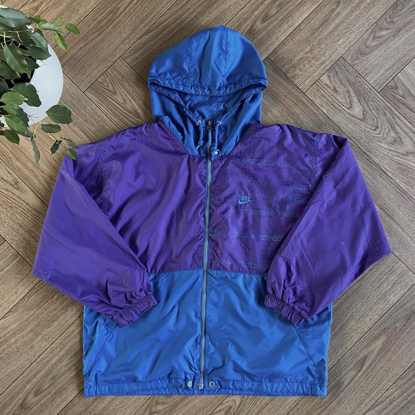 Vintage Nike Windbreaker Jacket 90s Size L Blue Purple