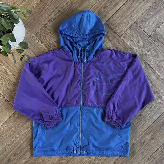 Vintage Nike Windbreaker Jacket 90s Size L Blue Purple