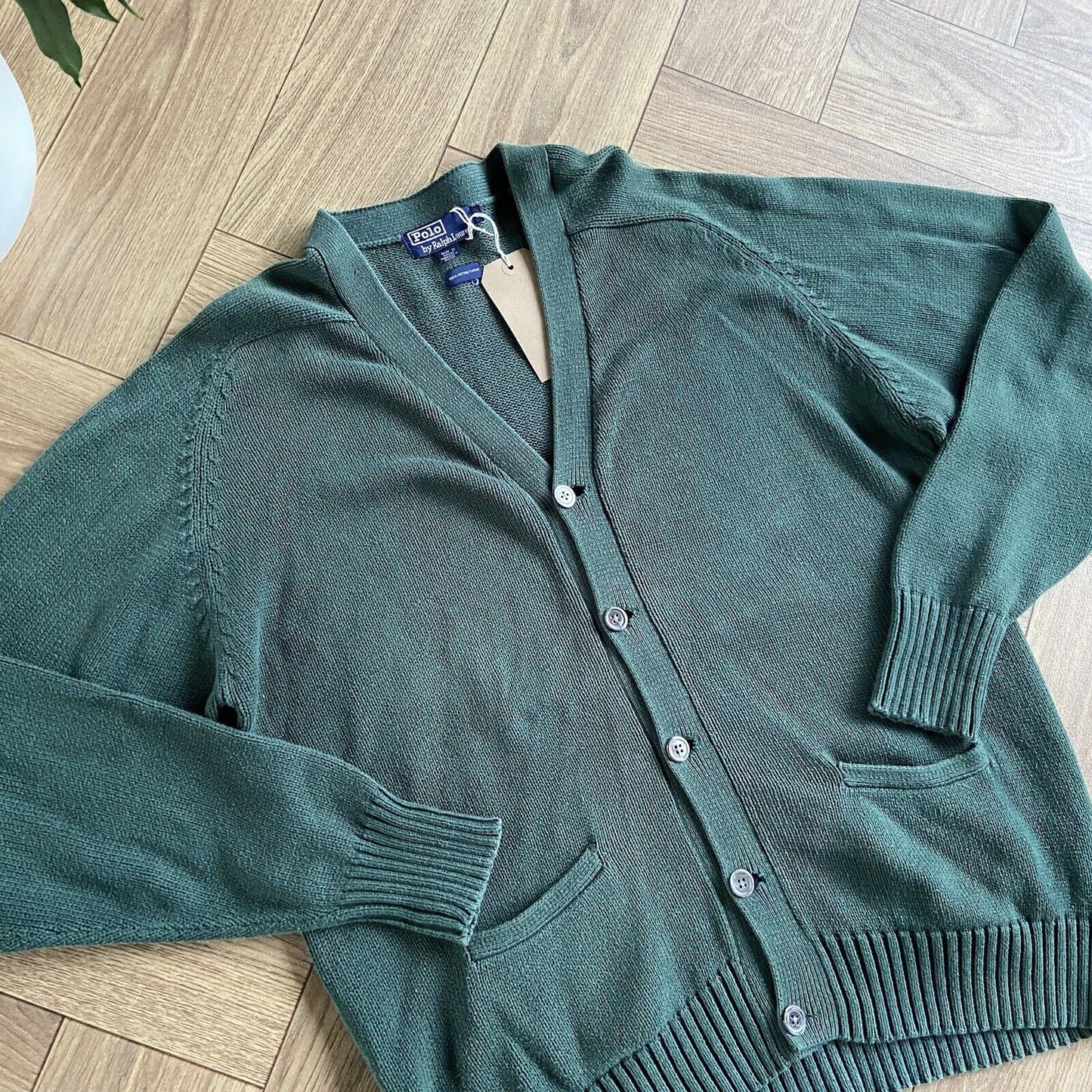 Vintage Ralph Lauren Cardigan Size L Green 90s Grunge Style