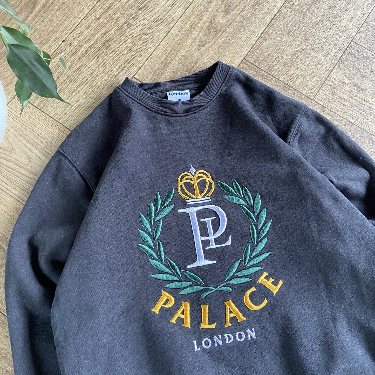 Palace x Reebok NPC Crew Sweatshirt Size S Black Embroidered