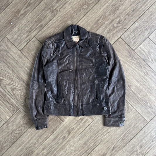 Vintage Levi’s Brown Leather Jacket 90s Women’s Size M Biker Bomber