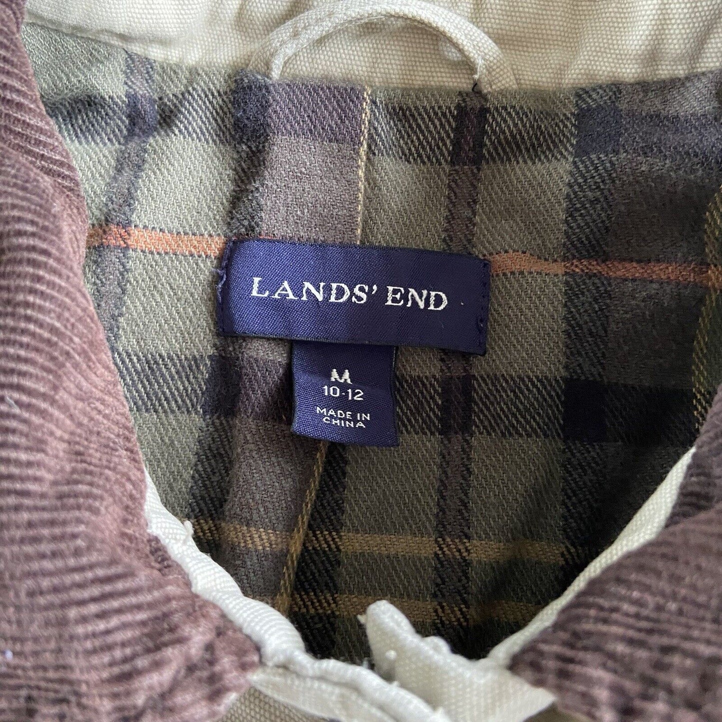Vintage Lands End Field Jacket 90s Size M Cream Chore Hunting Workwear