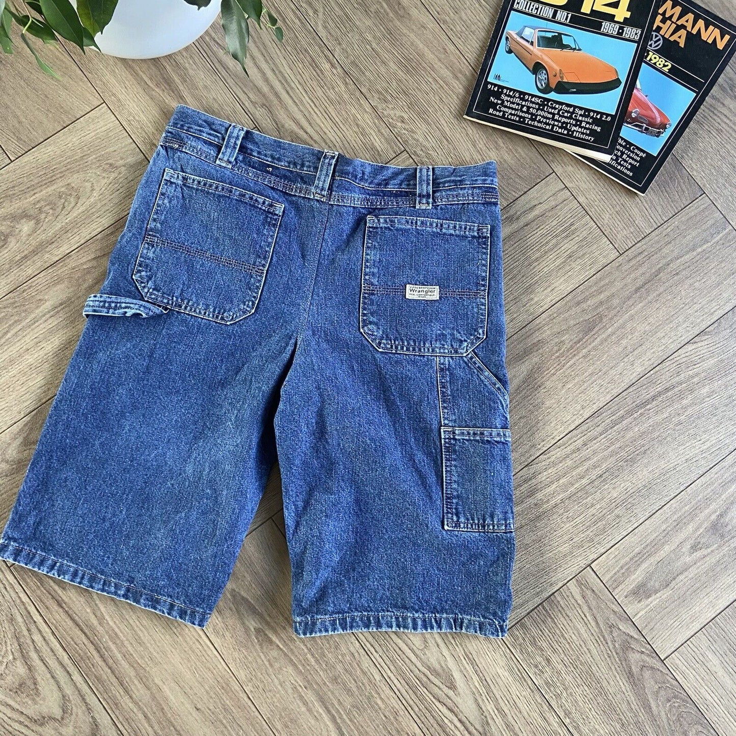 Vintage Wrangler Baggy Denim Jorts Y2K W36 Shorts Blue
