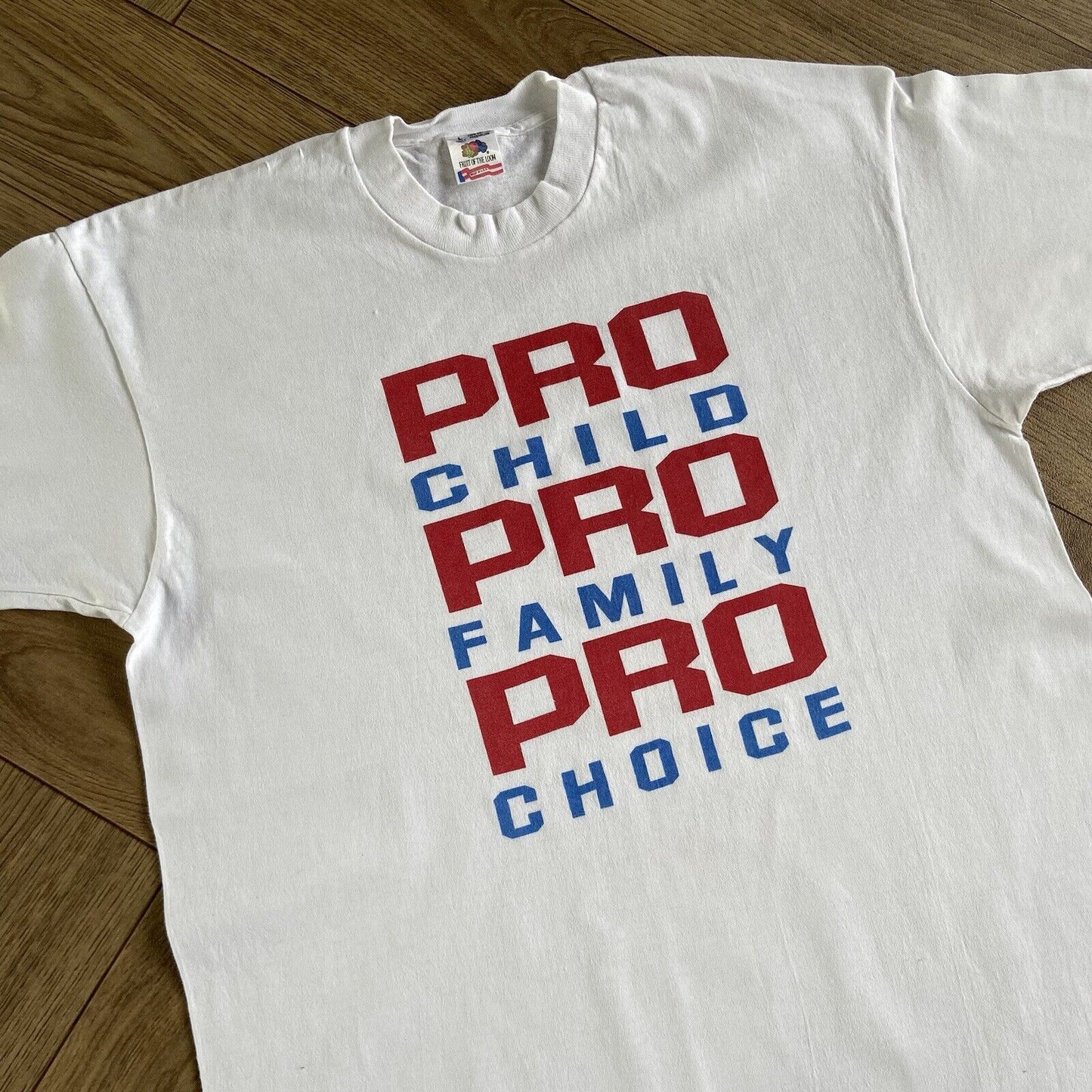 Vintage Pro Choice Slogan Single Stitch Graphic T Shirt 90s Size L White