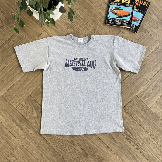 Vintage Basketball Camp Single Stitch Graphic T Shirt 90s Size XL Grey