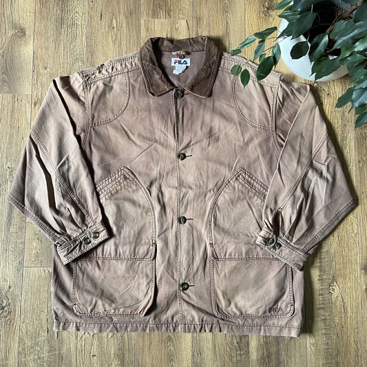 Vintage Fila Field Jacket 90s Size XL Brown Chore Hunting Workwear
