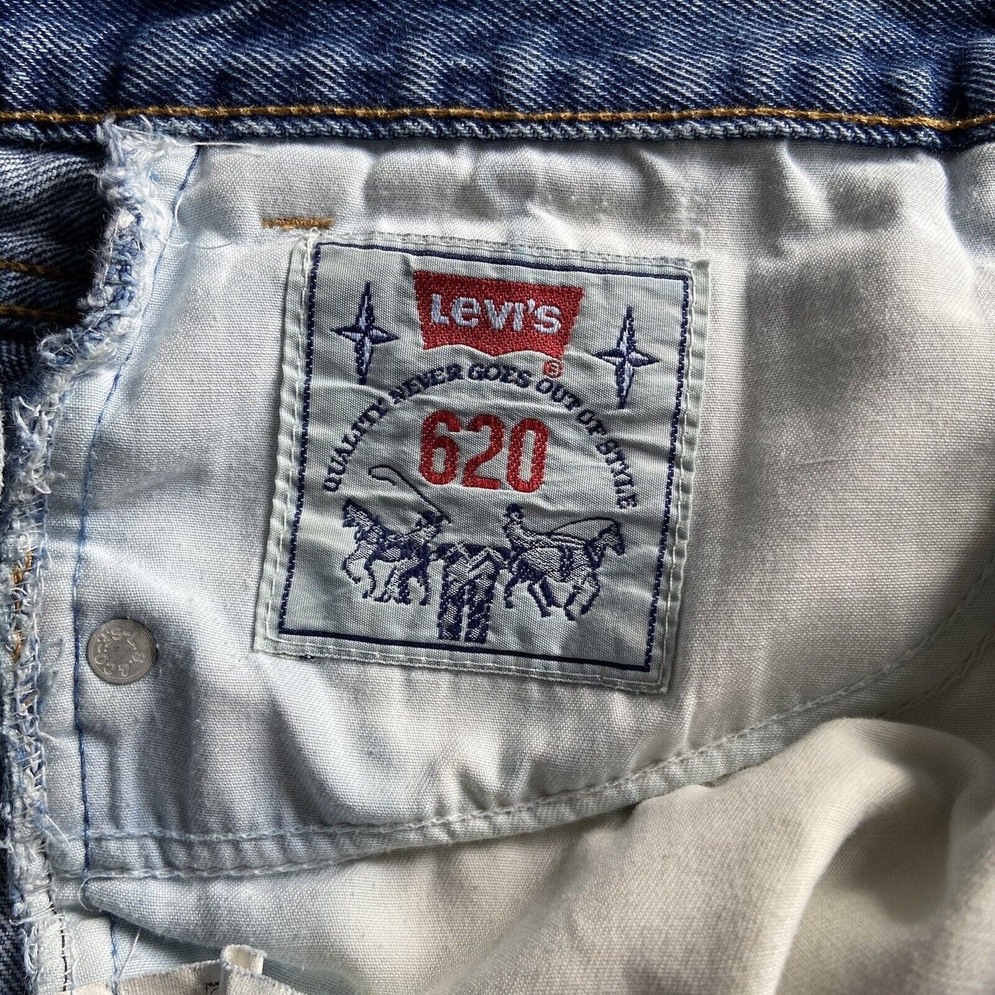 Vintage Levi’s 620 Jeans 80s Orange Tab W36 L30 Light Wash UK Made
