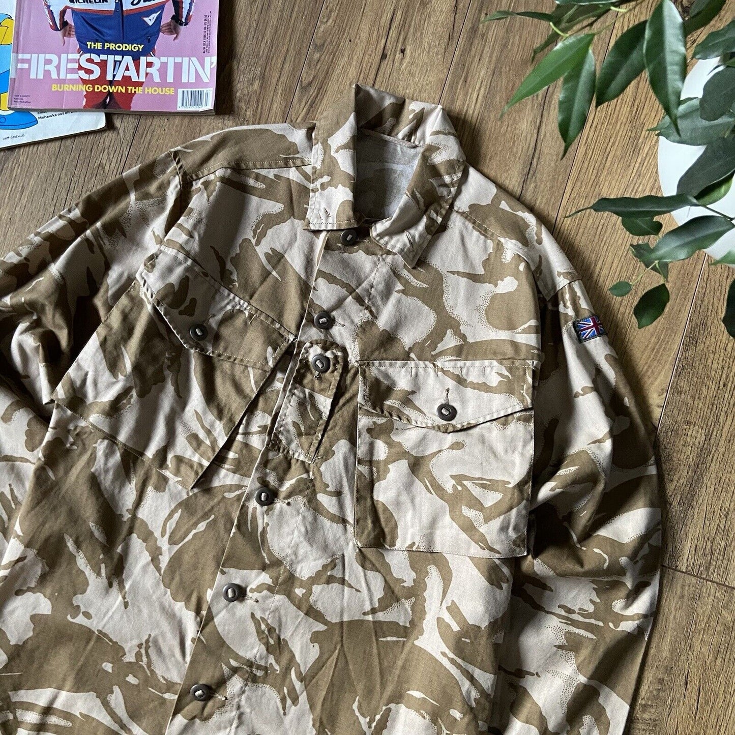 Vintage Military Desert Combat Shirt 90s Fits  L Camouflage