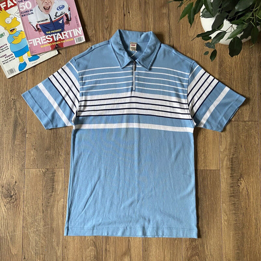 Vintage Levi’s Polo Shirt Size L 90s Blue Striped