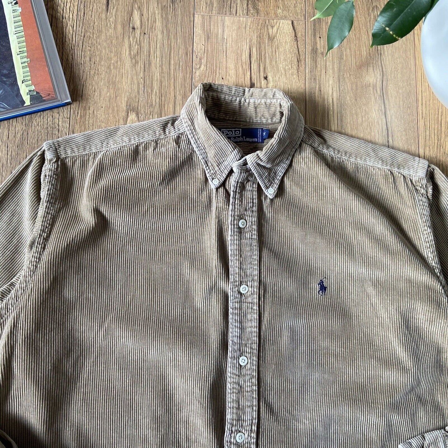 Vintage Ralph Lauren Corduroy Shirt 90s Size M Beige