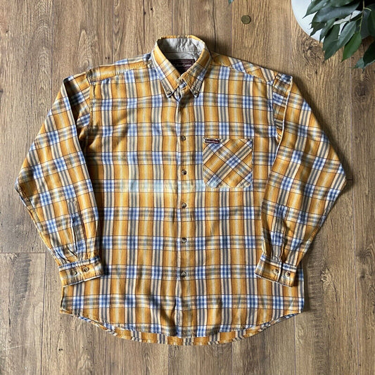 Vintage Marlboro Classics Flannel Shirt 80s Size L Heavy Textured Yellow