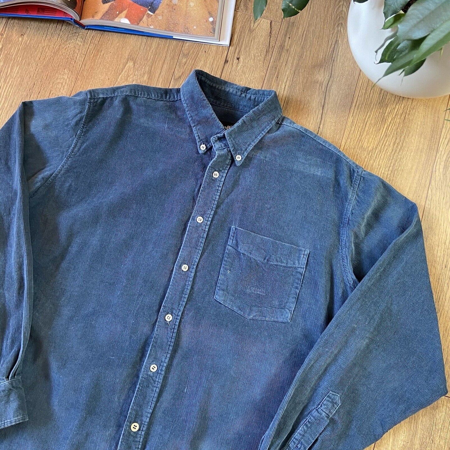Vintage Schott NYC Corduroy Shirt 90s Size XXL Blue