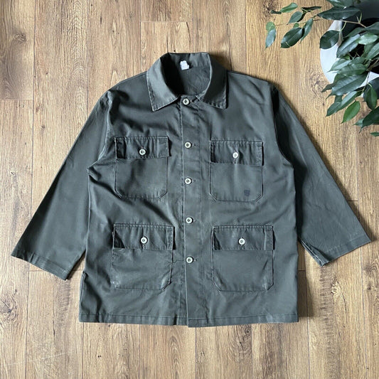 Vintage Military Chore Jacket Size XL 80s Khaki Green Workwear Utility