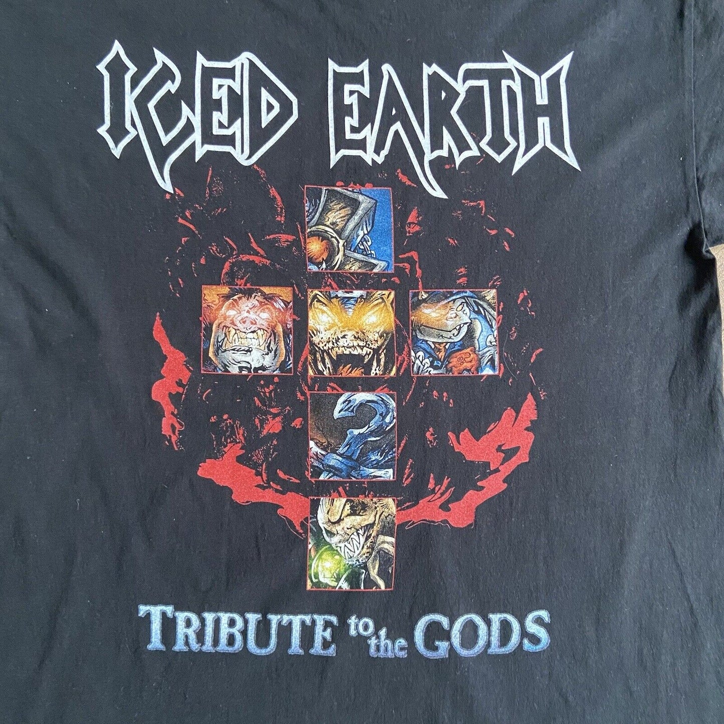 Vintage Iced Earth Tribute To The Gods Graphic T Shirt Size XL Black