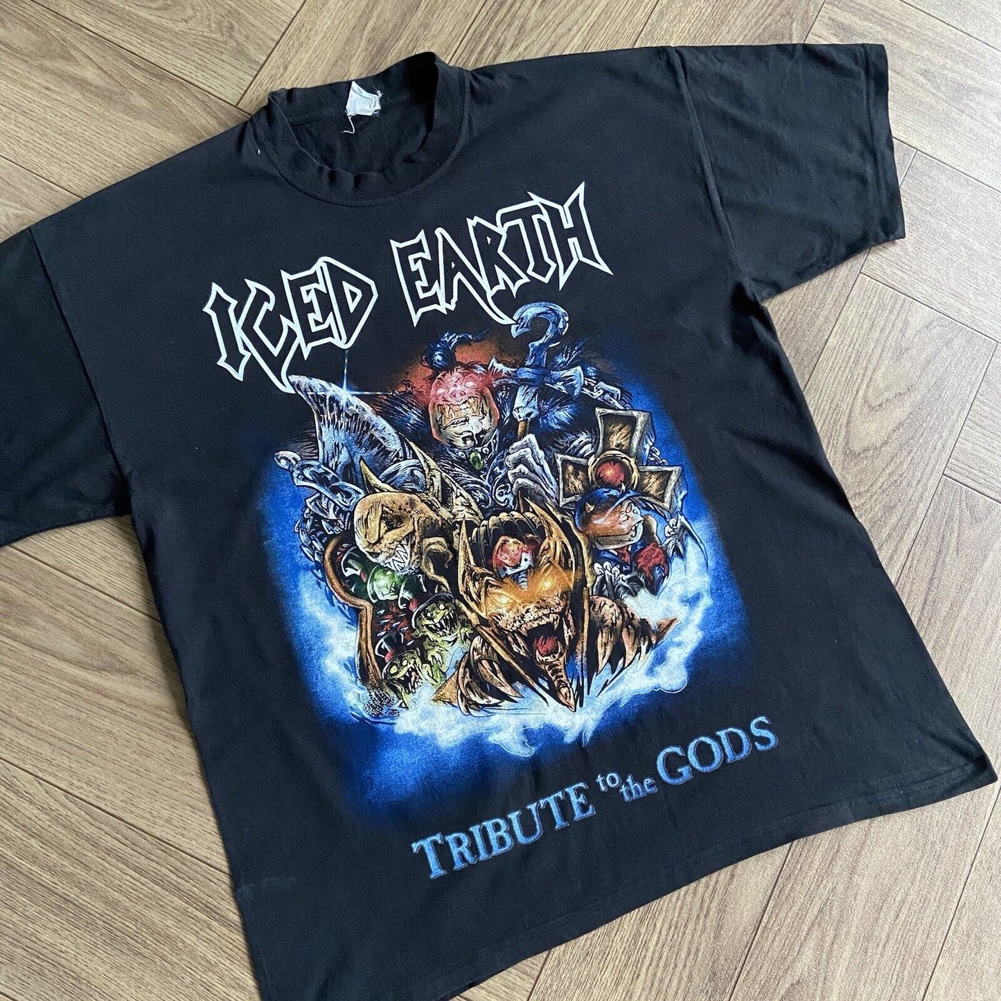 Vintage Iced Earth Tribute To The Gods Graphic T Shirt Size XL Black