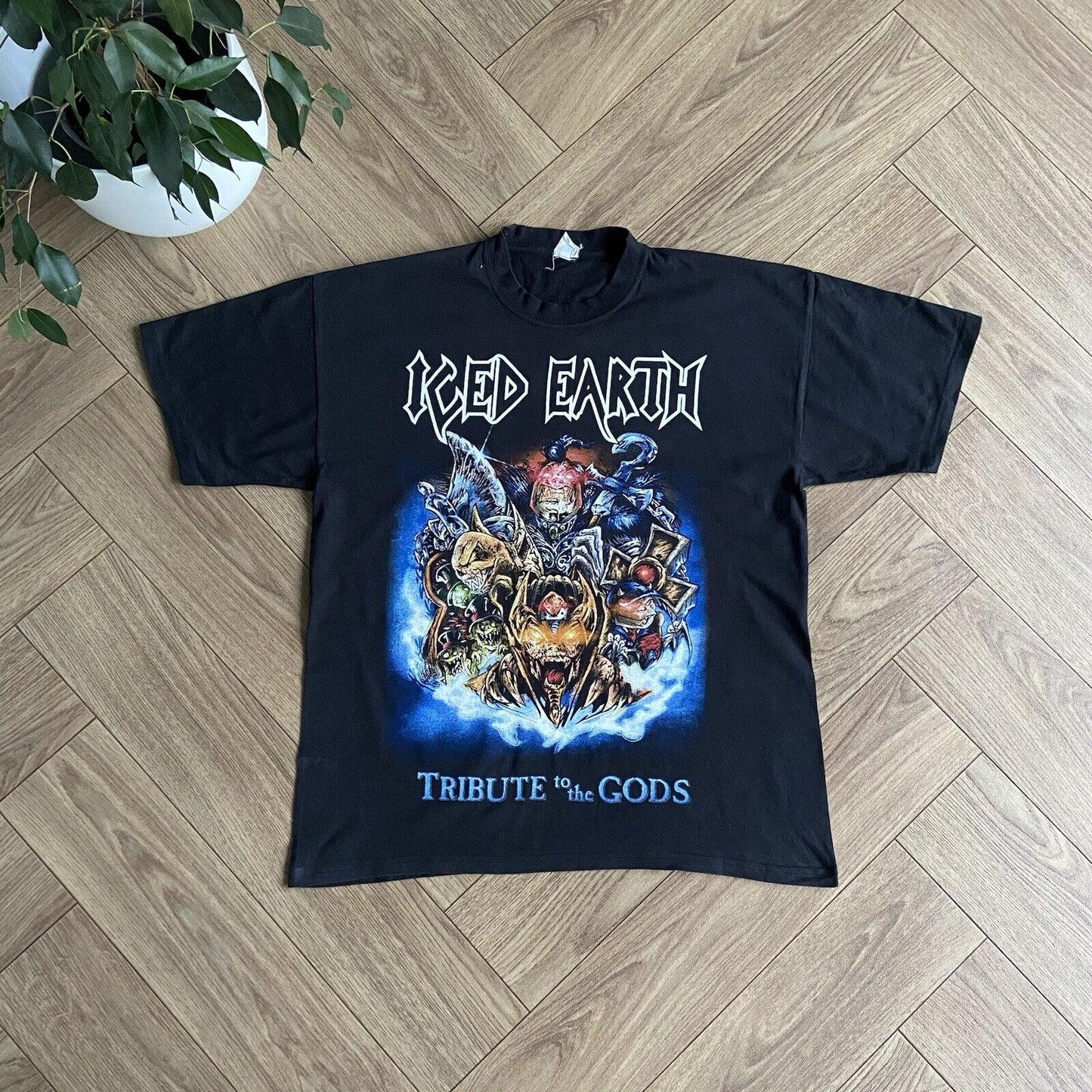 Vintage Iced Earth Tribute To The Gods Graphic T Shirt Size XL Black