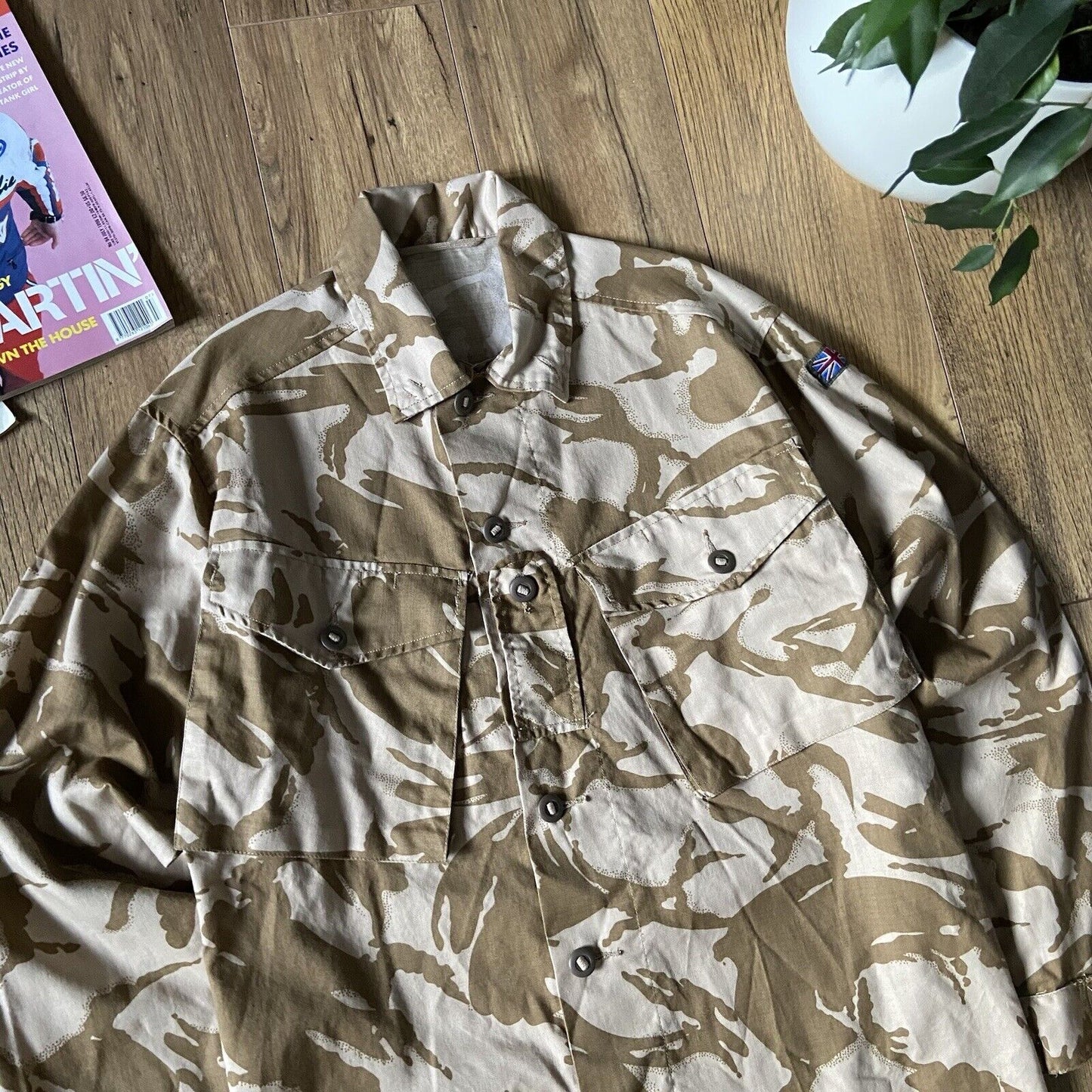 Vintage Military Desert Combat Shirt 90s Fits  L Camouflage