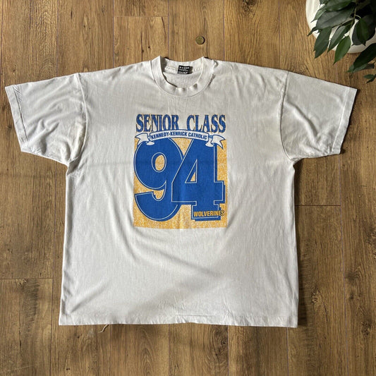 Vintage Graphic Single Stitch T Shirt Size XXL 90s White USA College 1994