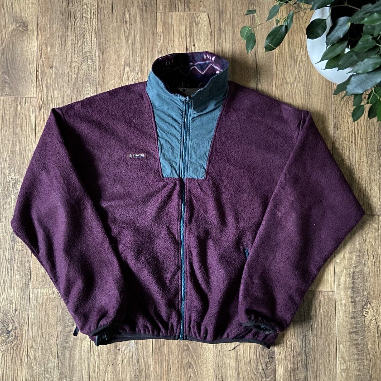 Vintage Columbia Zip Fleece Size XL 90s Burgundy Green