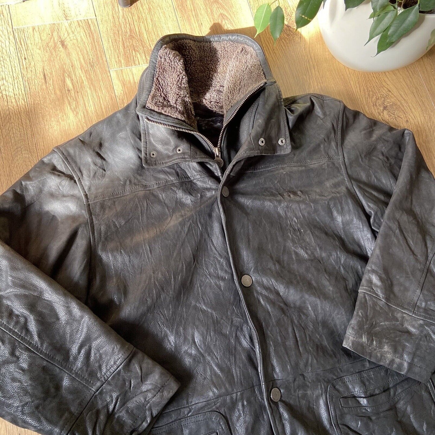 Vintage Camel Collection Leather Jacket Size XXL 80s Detachable Fleece Lining