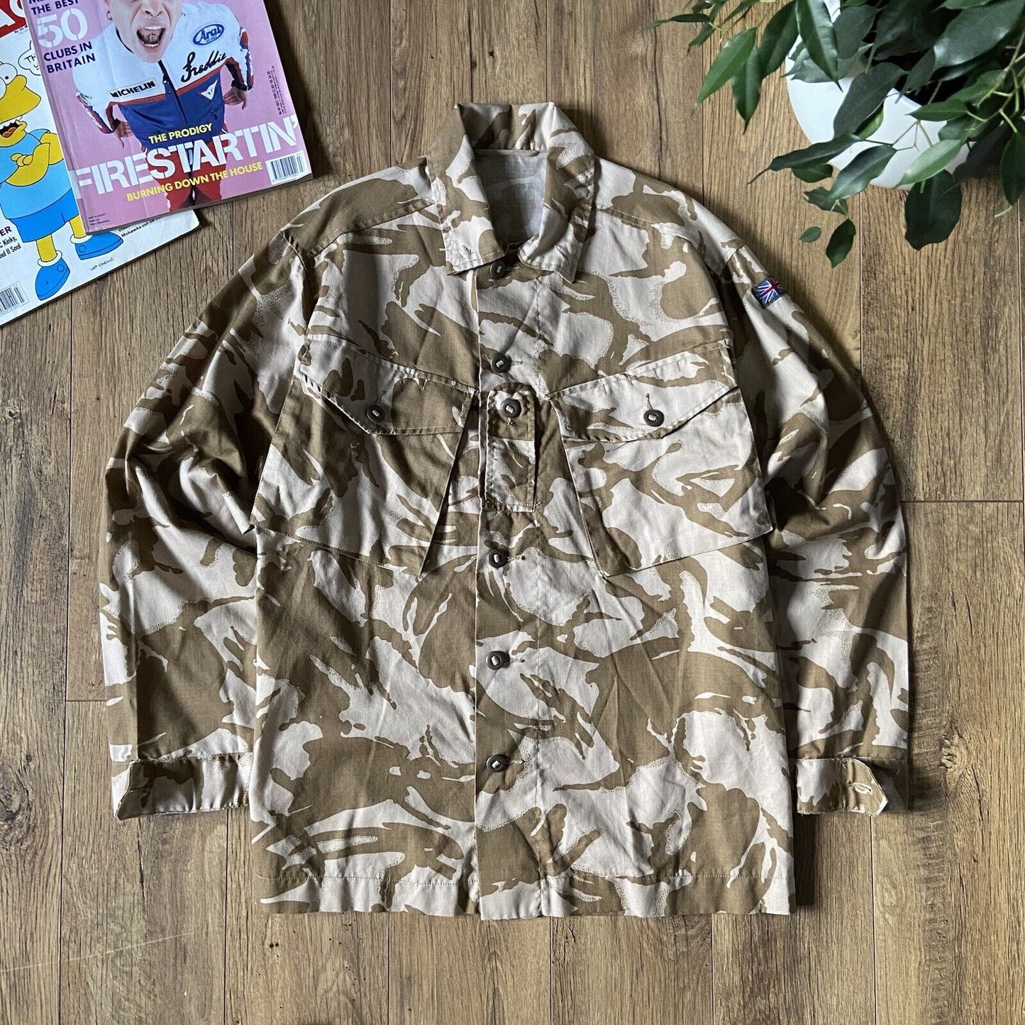 Vintage Military Desert Combat Shirt 90s Fits  L Camouflage