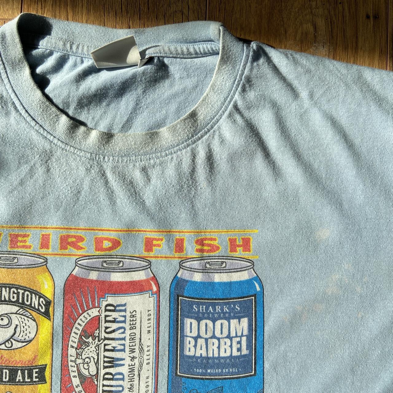 Blue Weird Fish beer t shirt Size XXL