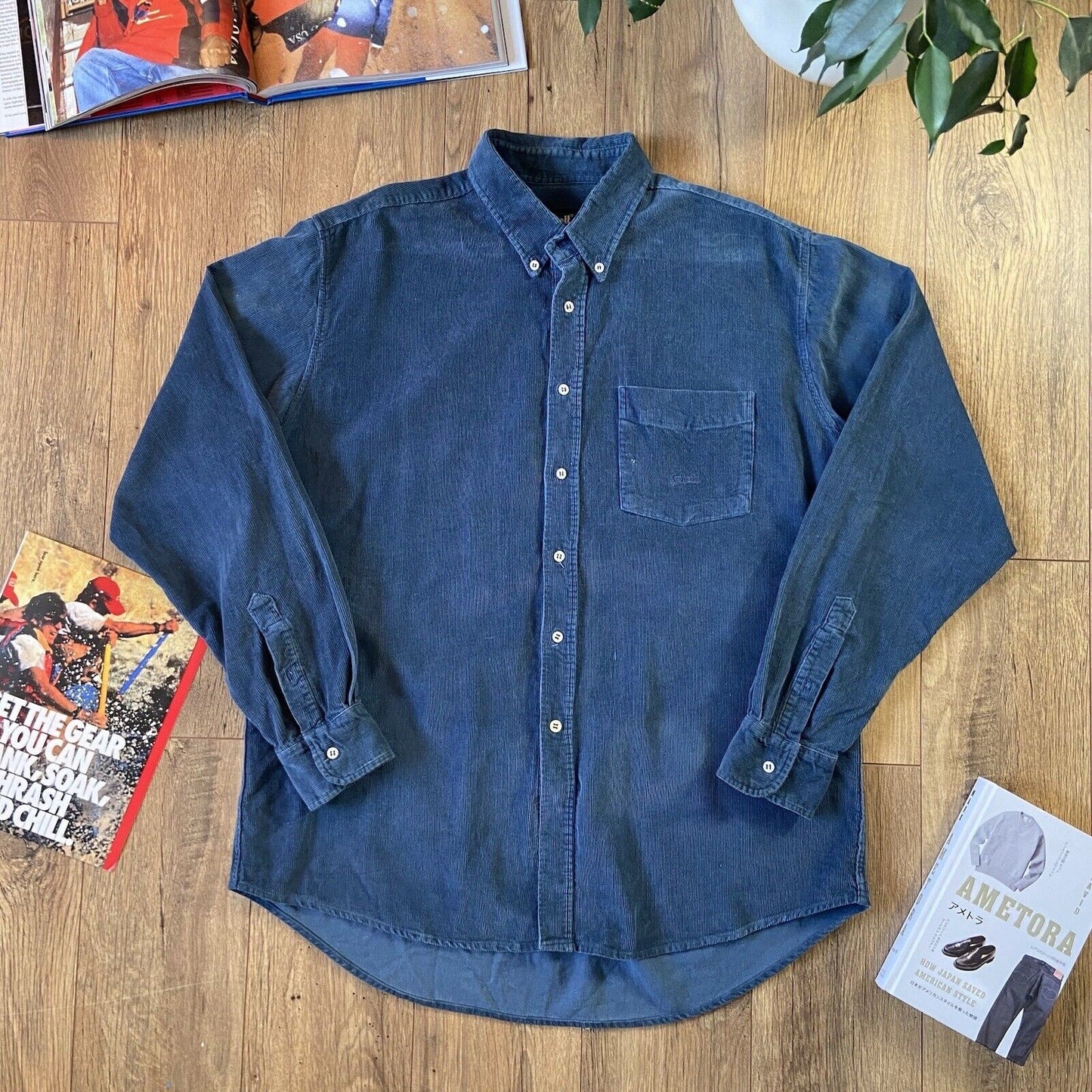 Vintage Schott NYC Corduroy Shirt 90s Size XXL Blue