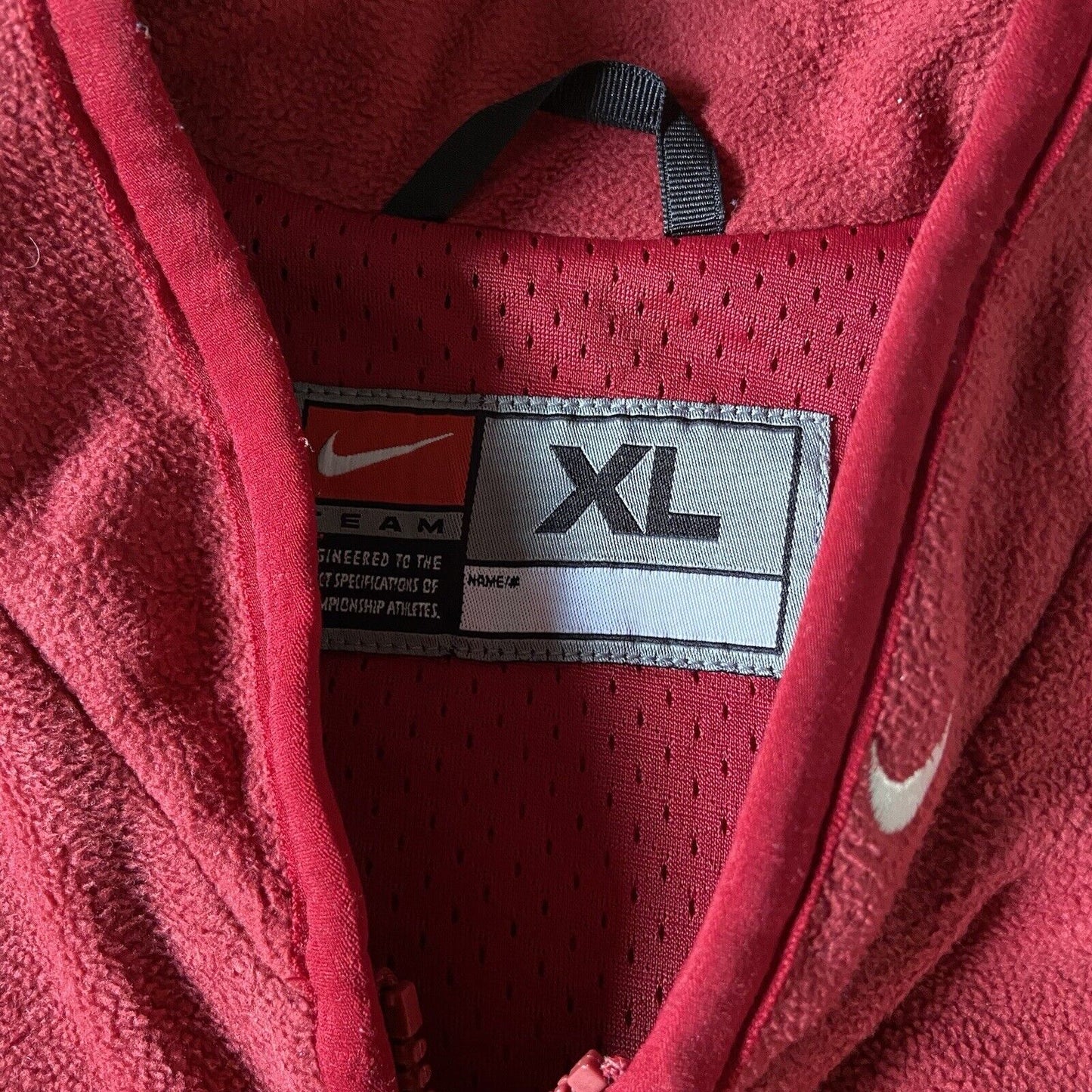 Vintage Nike Team Fleece Vest Size XL 90s Red Embroidered