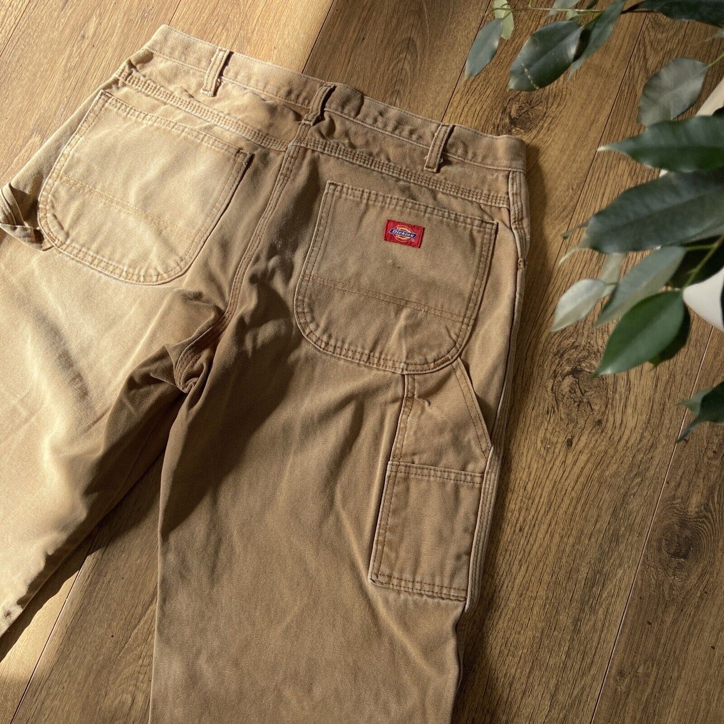 Vintage Dickies Double Knee Jeans W34 L34 Carpenter Workwear Beige Pants