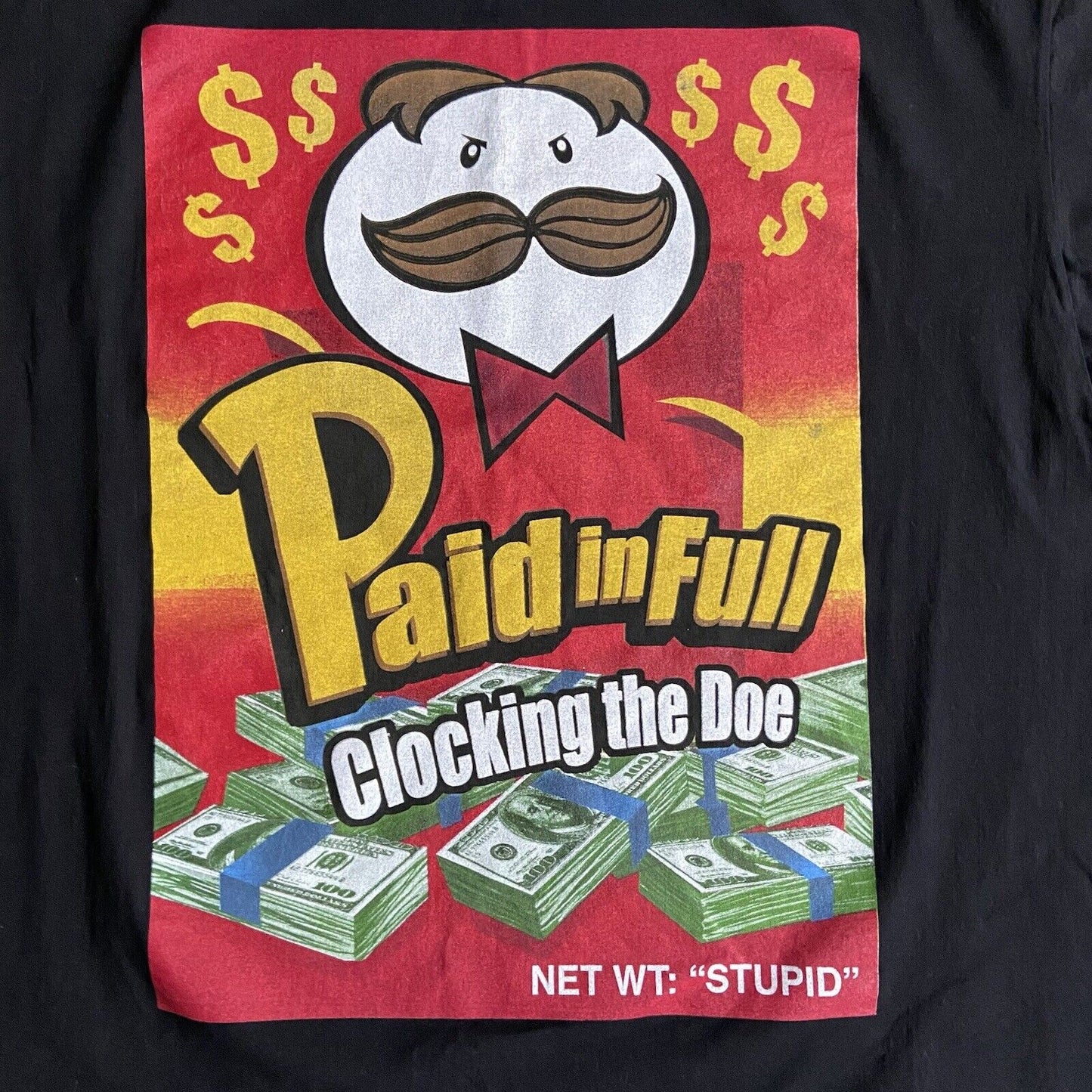 Vintage Paid In Full Pringles T Shirt Size XXL Y2K Black