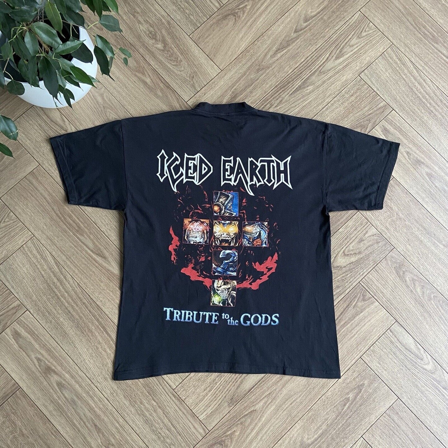 Vintage Iced Earth Tribute To The Gods Graphic T Shirt Size XL Black