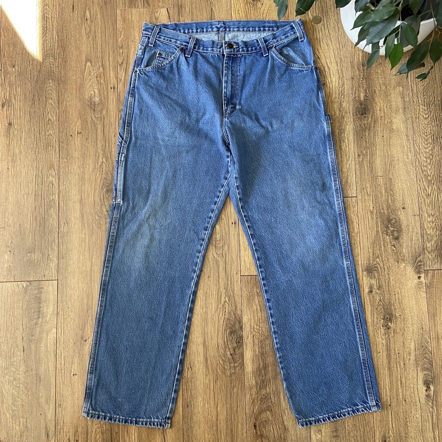 Vintage Dickies Sashiko Jeans W36 L32 Carpenter Workwear Blue Pants
