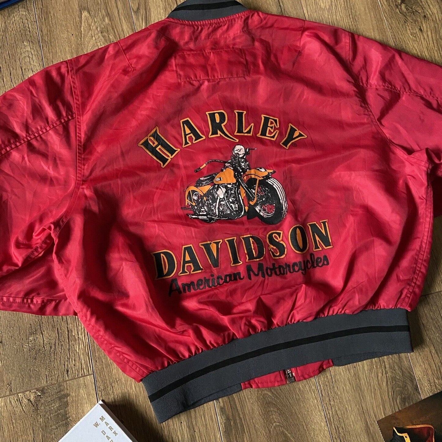 Vintage Harley Davidson Bomber Jacket Size L 90s Red
