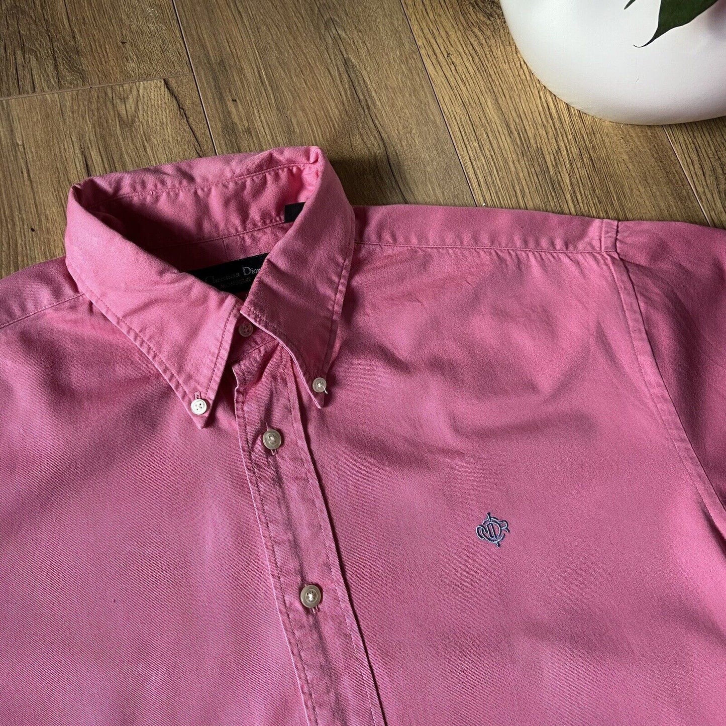 Vintage Christian Dior Oxford Shirt 90s Size L Pink Cotton Mens