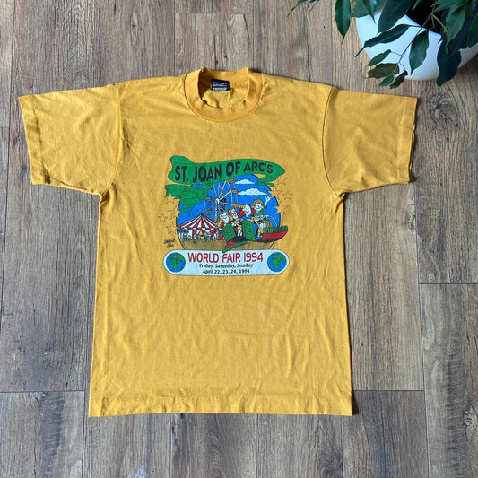 Vintage souvenir graphic single stitch t shirt yellow 90s size M made in USA