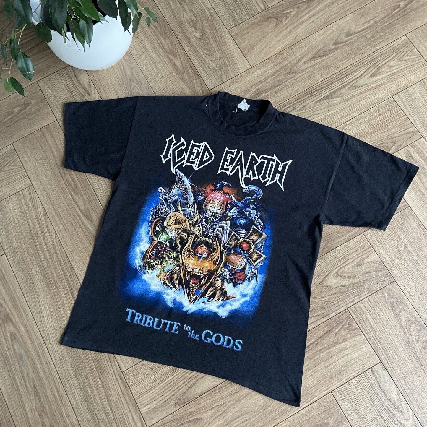 Vintage Iced Earth Tribute To The Gods Graphic T Shirt Size XL Black